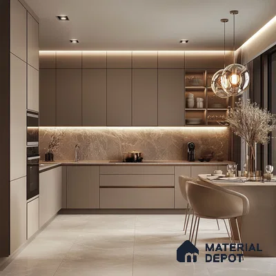 Chic Minimalism: Stylish Kitchen with Streamlined Design Elements | Material Depot