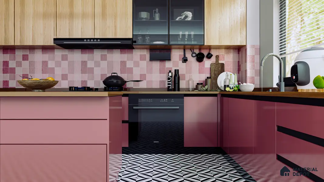 Moroccan Tile TL 05202 Zellige Reflected Lines Multi Colour 1 ft x 1 ft Vitrified Matte Finish - 9 mm | Suitable for Kitchen, Bathroom, Balcony Floor & Wall | Please Expect a Slight Variation of Pattern