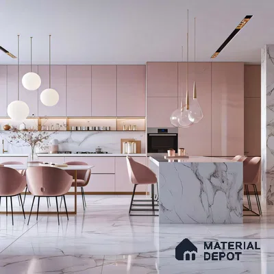 Chic Simplicity: Modern Kitchen with Pink Accents | Material Depot