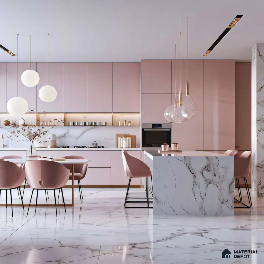 Chic Simplicity: Modern Kitchen with Pink Accents | Material Depot