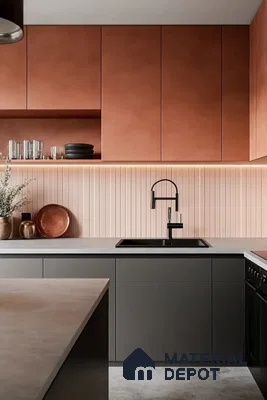 Chic Terracotta Kitchen with Sleek Modern Design | Material Depot