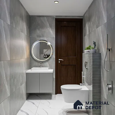 Grey & White Compact Bath