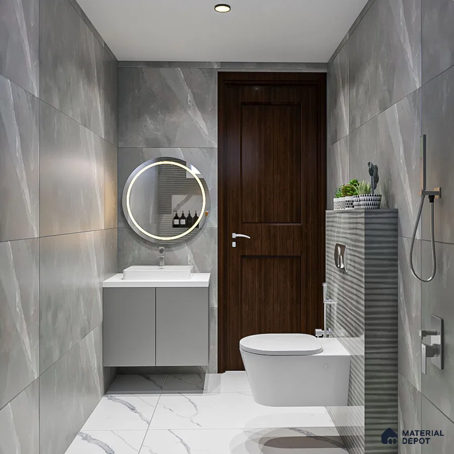 Grey & White Compact Bath