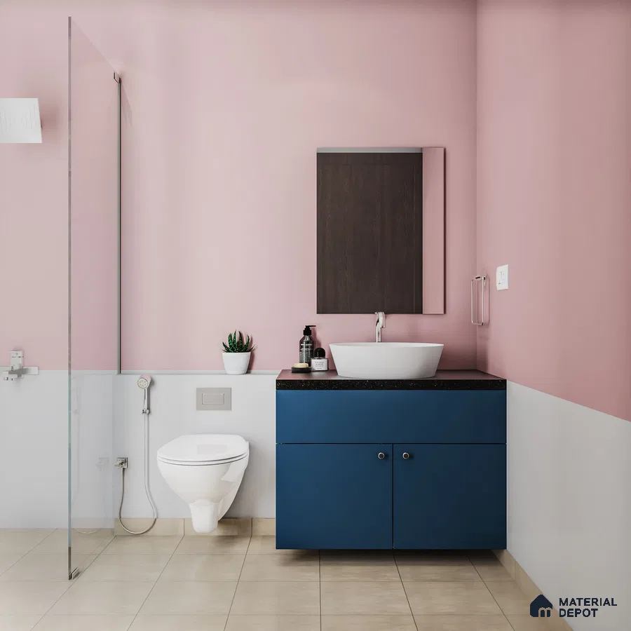 Small bathroom with white wainscoting, a timeless and cozy retreat.