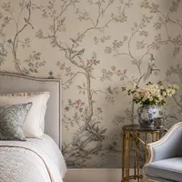 Chinoserie wallpapers in beige colour used in the Living Room