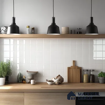 Classic and Timeless Kitchen with White Subway Tile Backsplash and Wood Accents | Material Depot