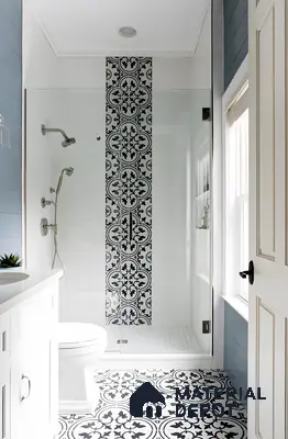 Classic Bathroom with Patterned Tile Accents | Material Depot
