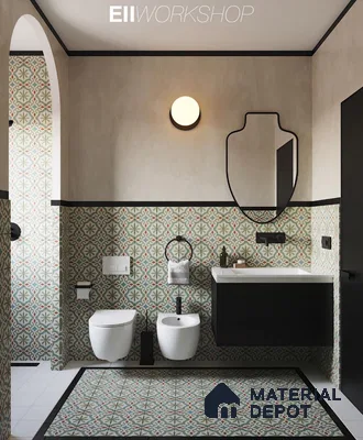 Classic Charm Meets Modern Elegance: Moroccan-Inspired Bathroom with Patterned Tiles | Material Depot