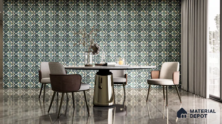 Classic Moroccan Dining Accent Wall with Star Motif Tiles | Material Depot