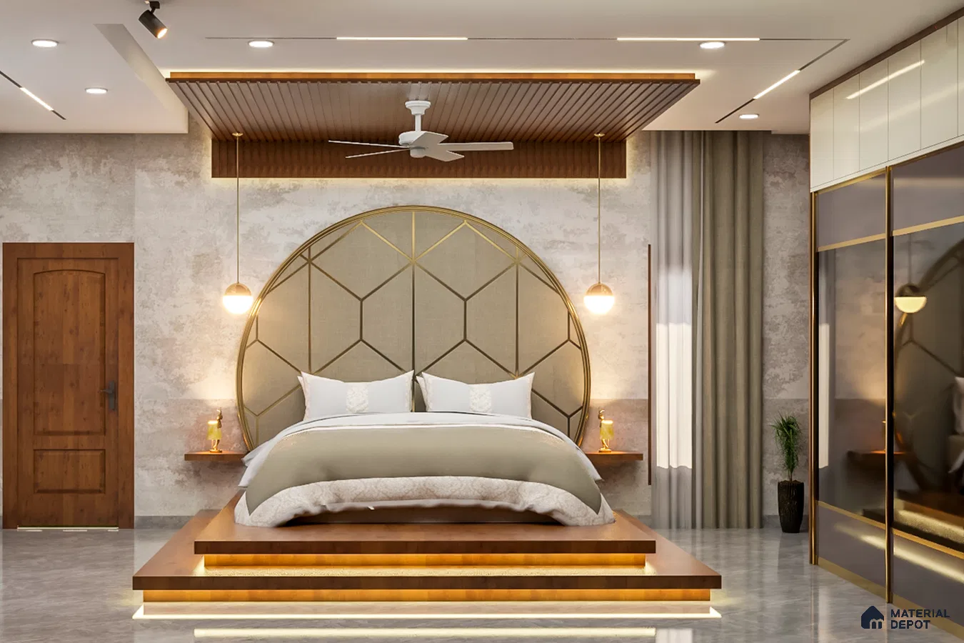 Opulent spacious master bedroom