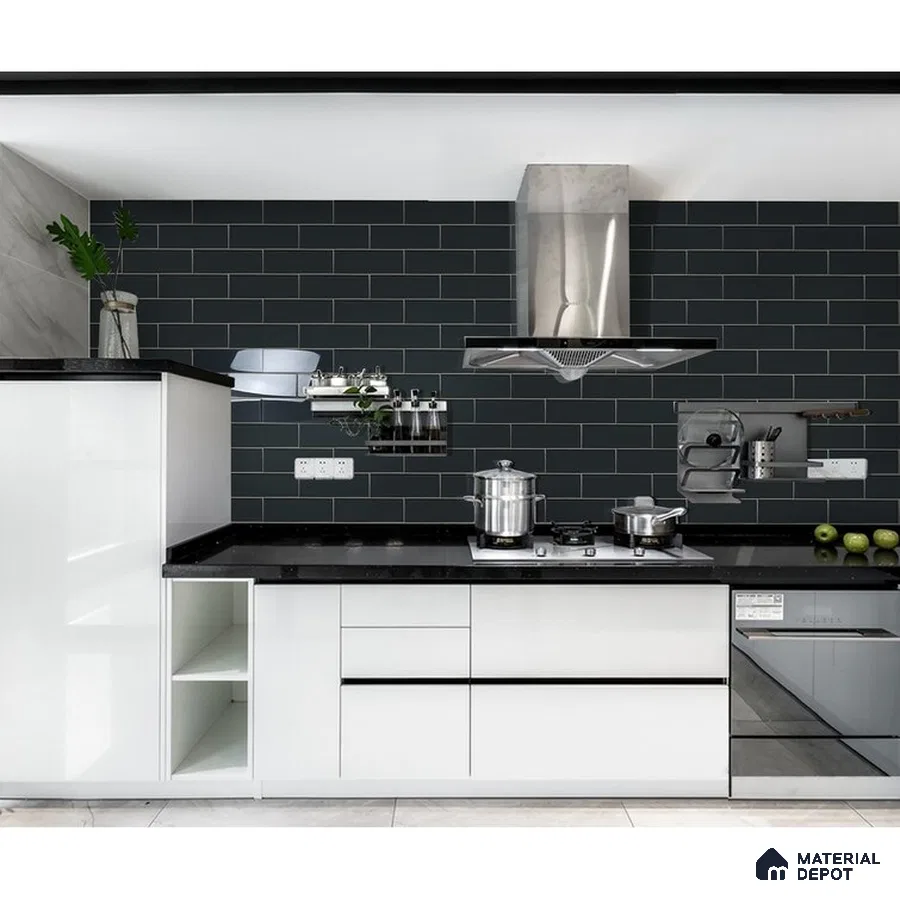 Classical Contrast Sophisticated Black and White Kitchen | Material Depot