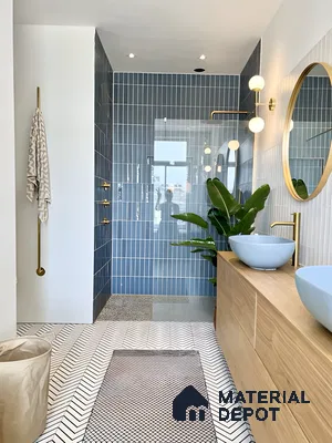 Coastal Chic: A Modern Bathroom with Blue Tiles | Material Depot