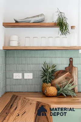 Coastal-Inspired Kitchen with Mint Green Tiles | Material Depot