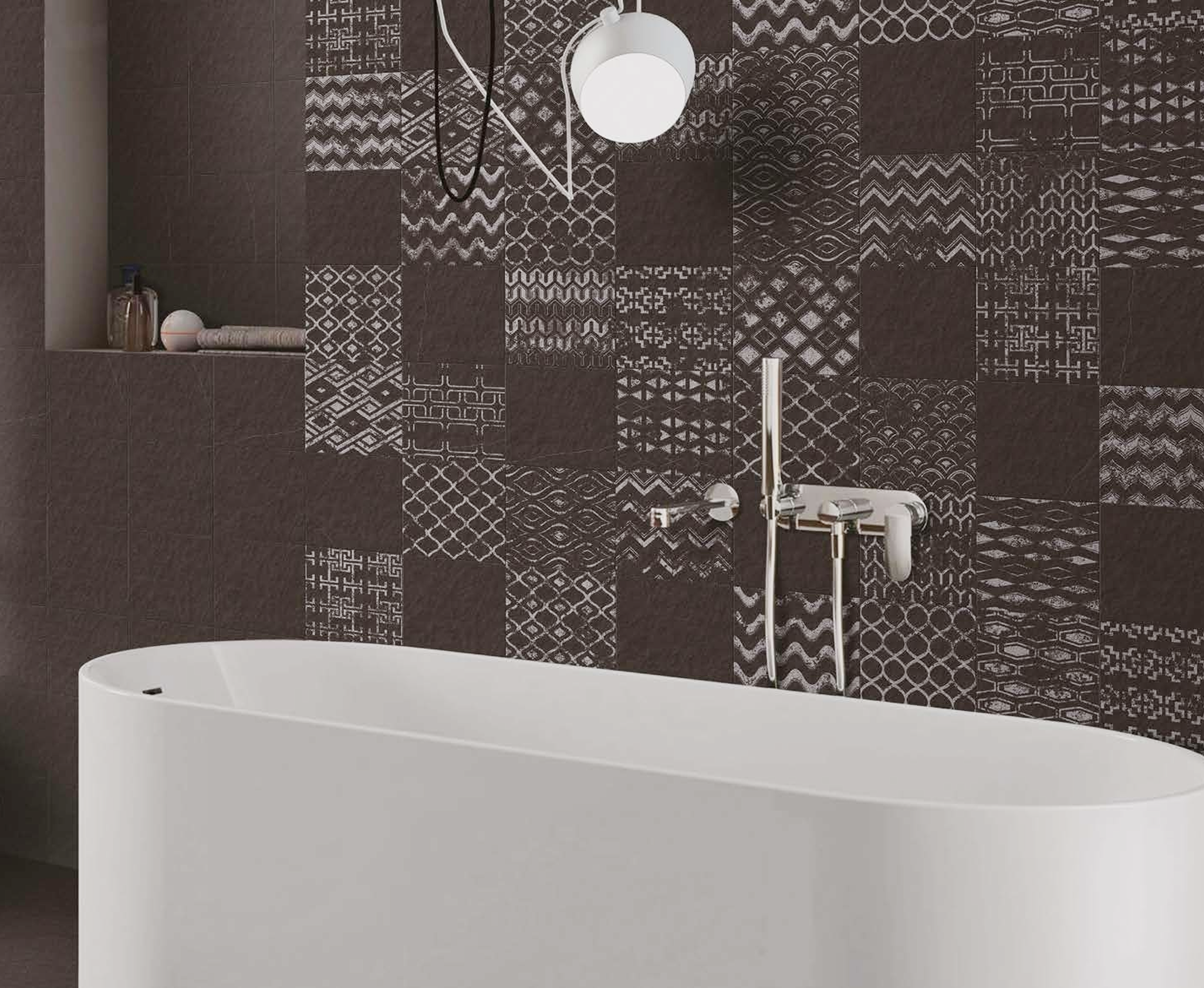 Coffee Brown Moroccan Patch Wall Tiles for Warm & Cozy Bathrooms | Material Depot