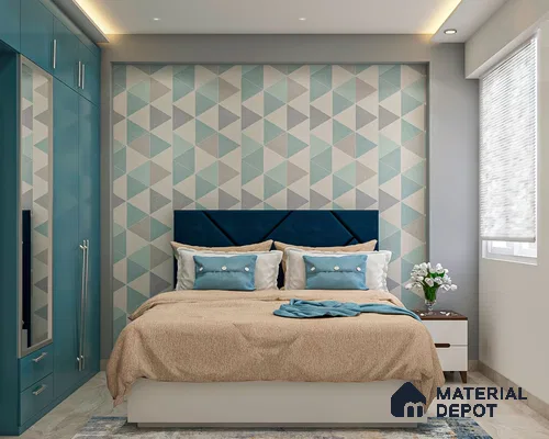 Modern blue kids' bedroom with grand decor