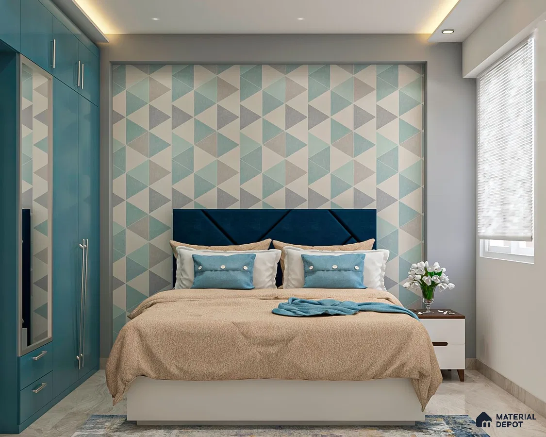 Modern blue kids' bedroom with grand decor