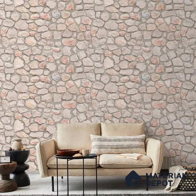 A close-up of a 3D Look Stone in Concrete Wallpaper 19.6 Inches(W) x 420 Inches(H) Atarangi Series 3D Patterned - 57 Sq. Ft. with a finish available at Material Depot in Bangalore