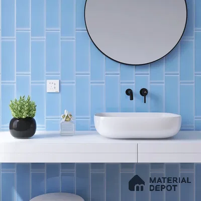 Contemporary Aqua Elegance White and Black Bathroom Retreat | Material Depot