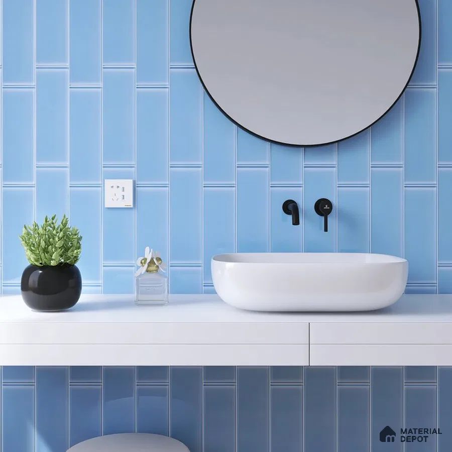Contemporary Aqua Elegance White and Black Bathroom Retreat | Material Depot