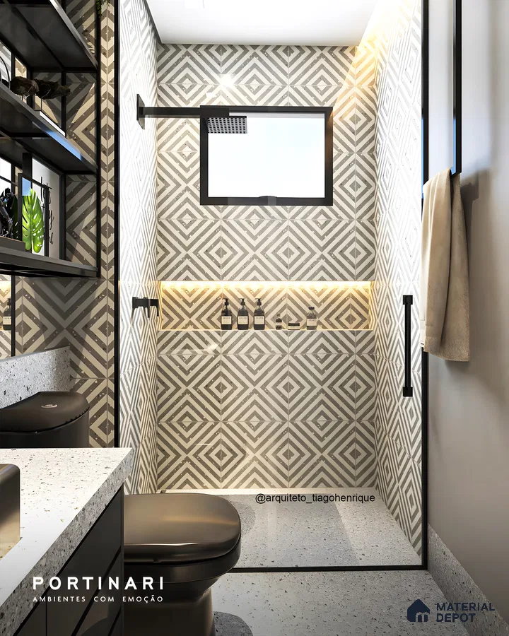 Contemporary Bathroom Design Featuring Geometric Patterns and Sleek Finishes | Material Depot