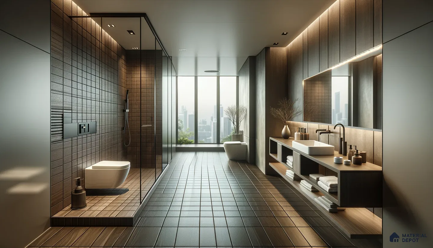 Contemporary Bathroom Retreat with Elemental Harmony and Textured Surfaces | Material Depot