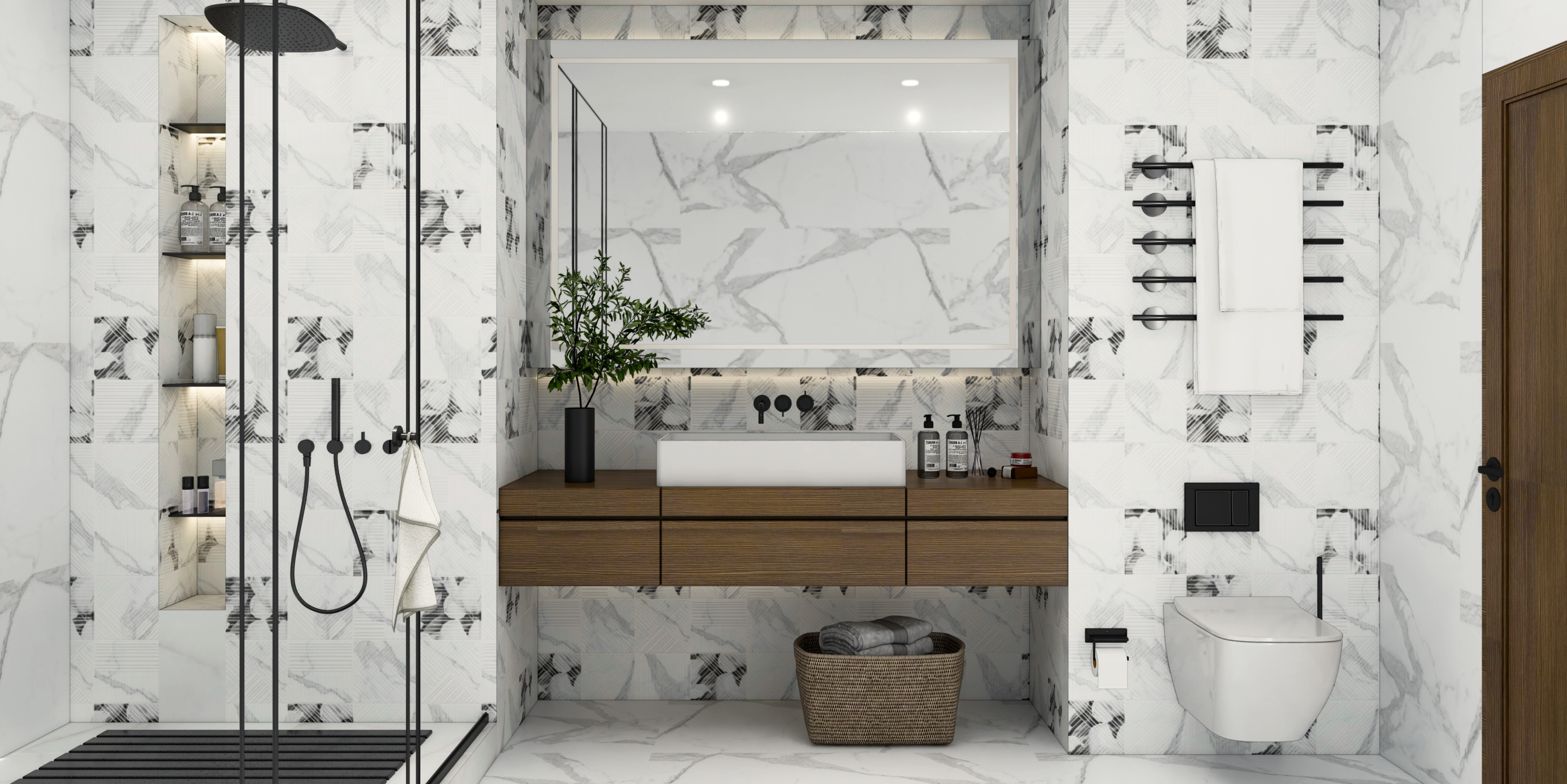 Marble Wall Tile TL 05521 B Prestige Imperial Statuario Merida Decor 2 ft x 4 ft Vitrified Matte Finish - 9 mm | 3 Random Design | Suitable for Living Room, Bedroom, Bathroom