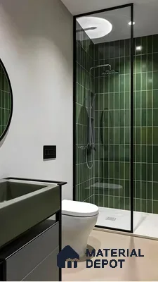 Contemporary Bathroom with Green Accents | Material Depot