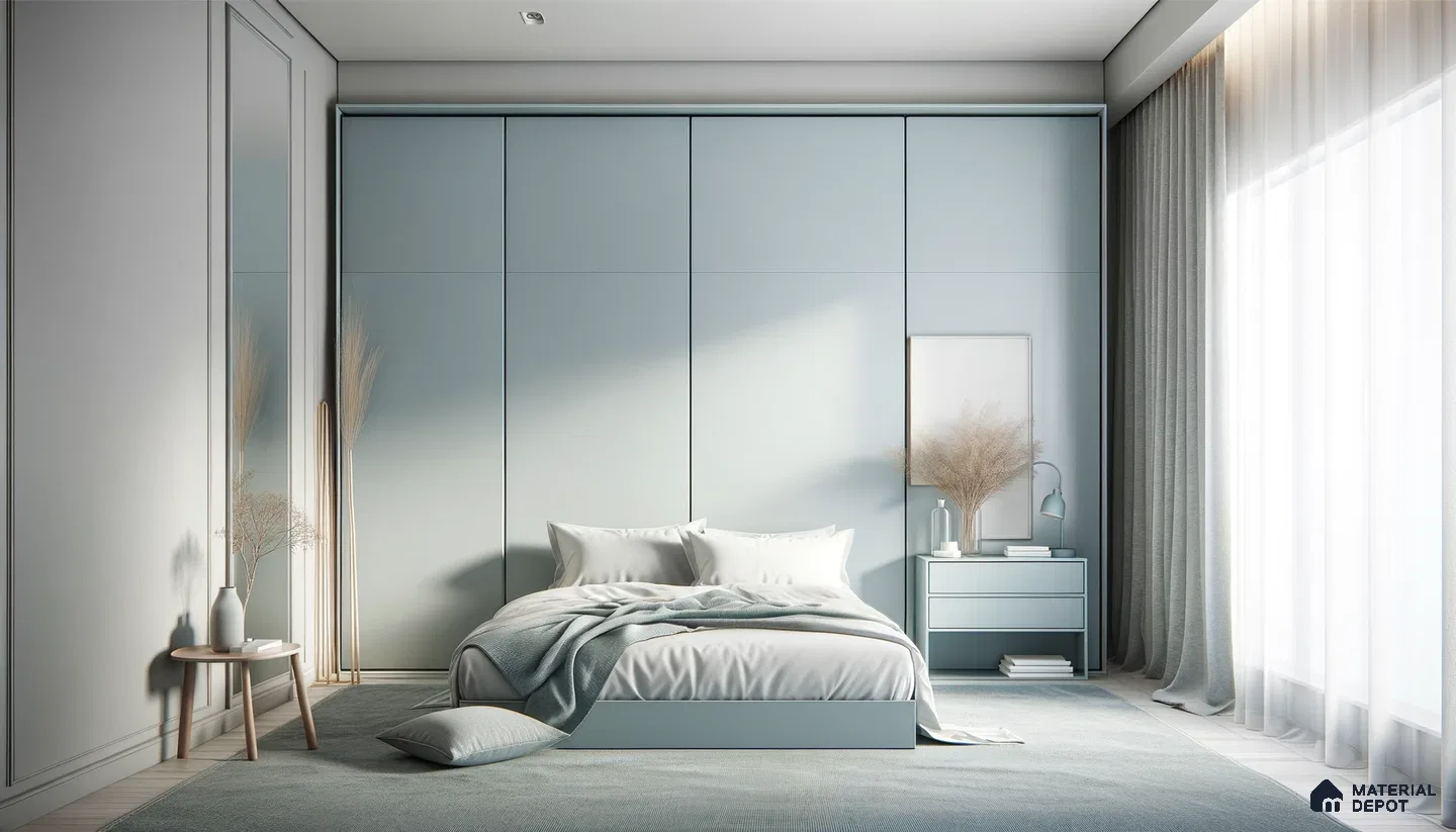 Contemporary Bedroom Haven with Soft Hues and Textural Grace | Material Depot