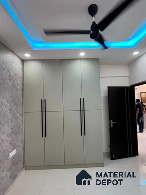 Contemporary Bedroom with Built-In Wardrobe in Bengaluru | Material Depot