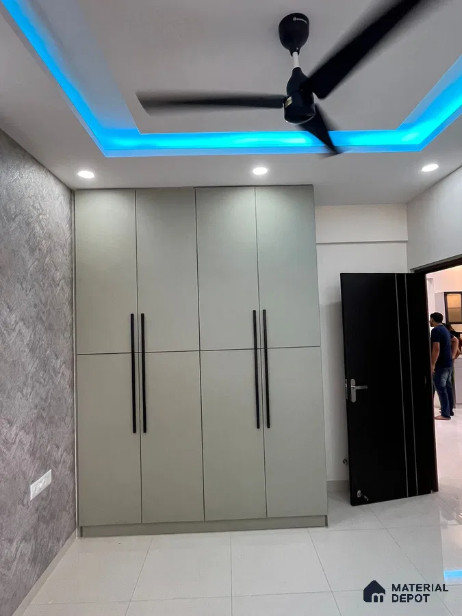 Contemporary Bedroom with Built-In Wardrobe in Bengaluru | Material Depot