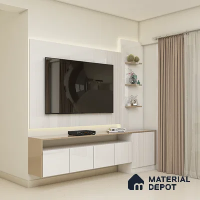 Beige TV Unit with Storage Space