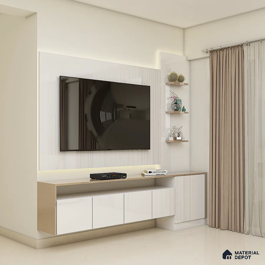 Beige TV Unit with Storage Space