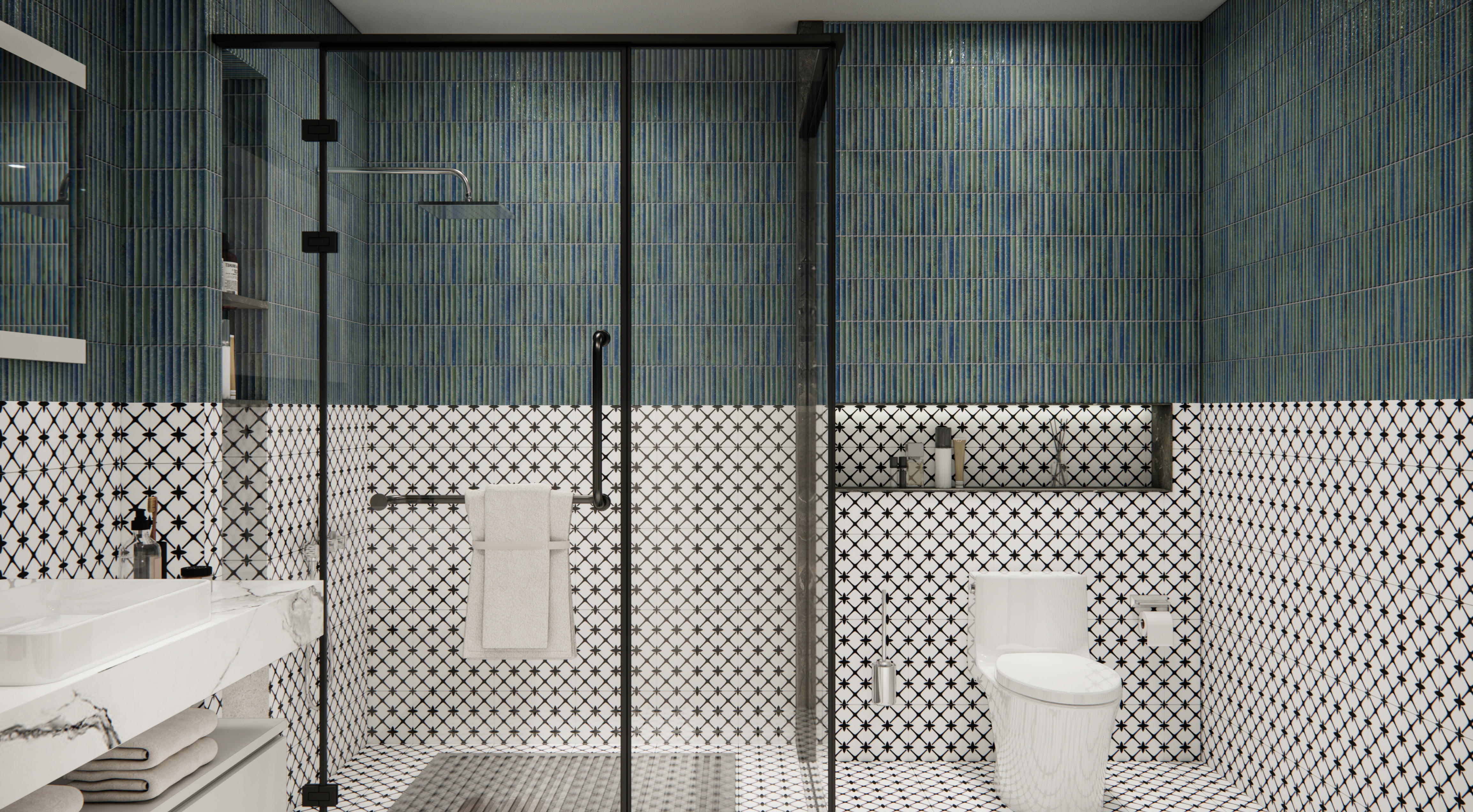 Moroccan Wall & Floor Tile TL 05177 Zellige Moroccan Starlight Multi Colour 1 ft x 1 ft Porcelain Matte Finish - 9 mm | Suitable for Kitchen, Bathroom, Entryway | Please Expect a Slight Variation of Pattern