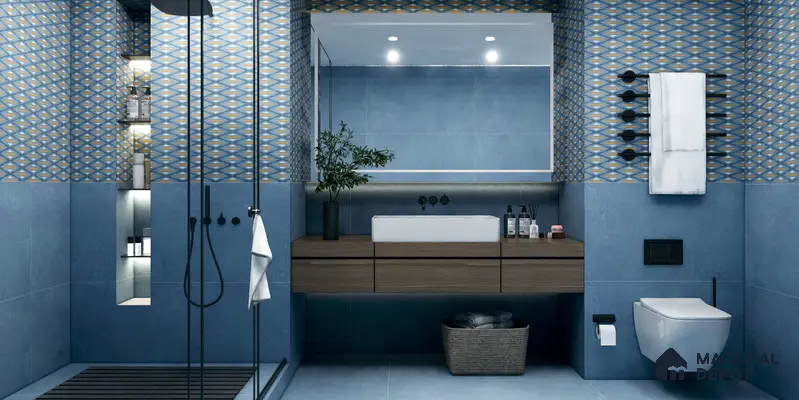 Highlighter Wall Tile TL 05517 D Prestige Sovereign Azure Decor 2 ft x 4 ft Vitrified Glue Matte Finish - 9 mm  | Suitable for Living Room, Bedroom, Bathroom