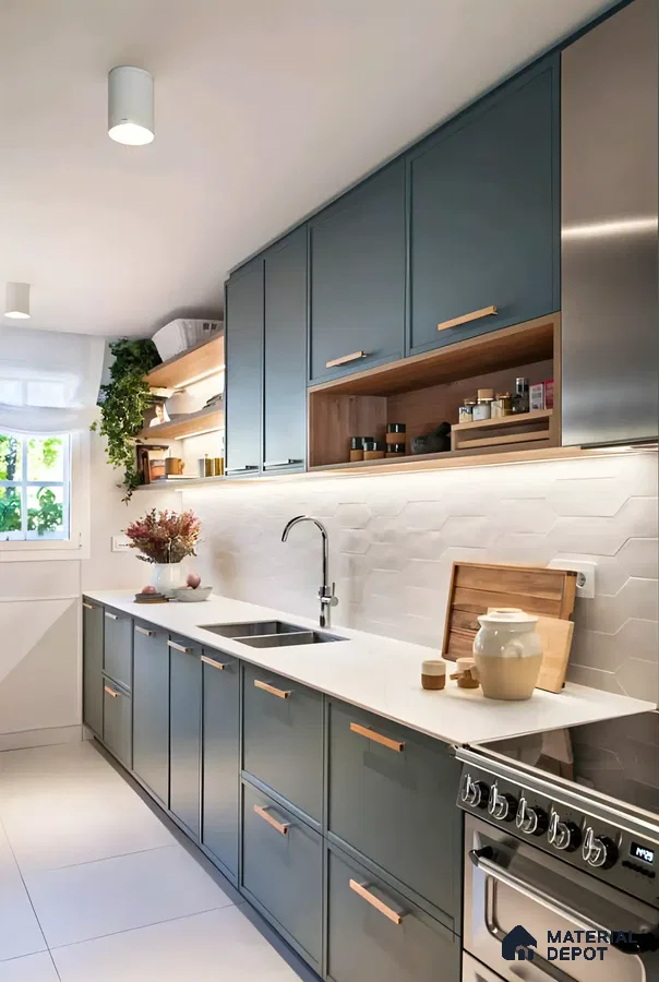 Contemporary Blue Kitchen Design | Material Depot