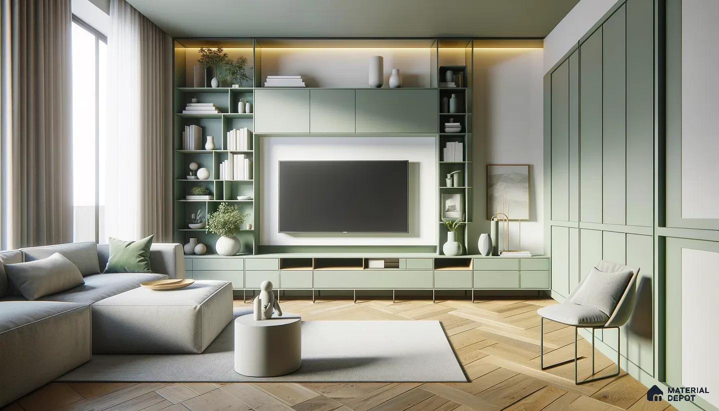 Contemporary Calm: Pastel Green Palette with Sleek Modern Design | Material Depot