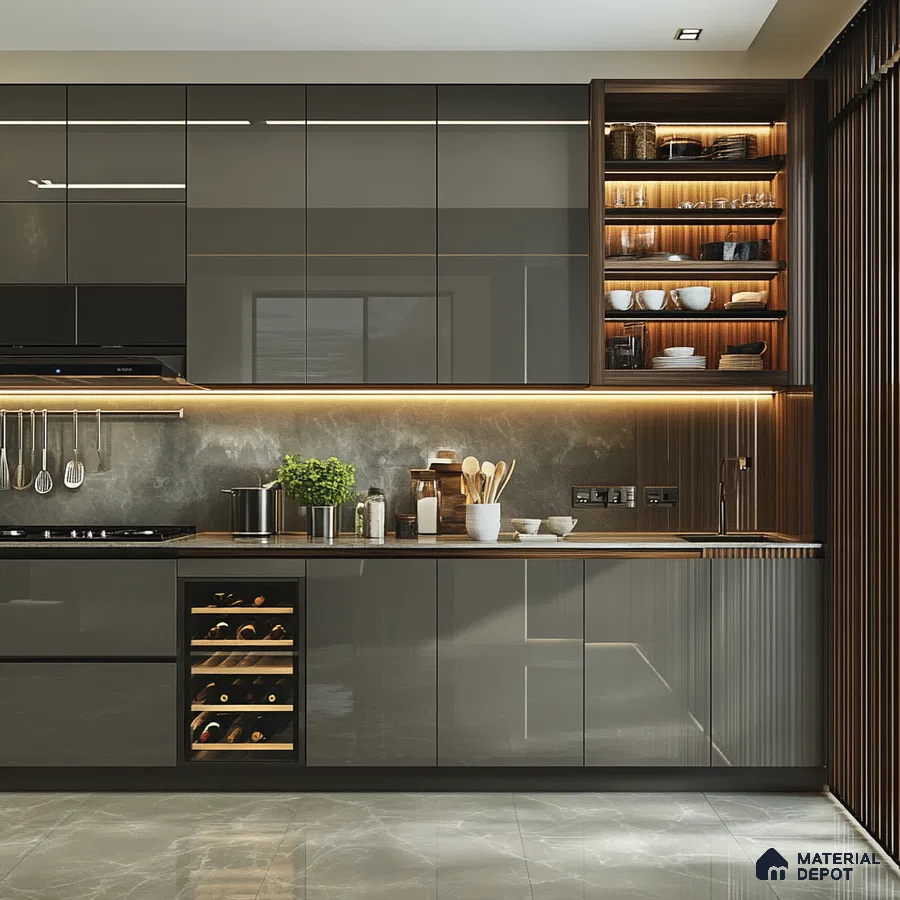 Contemporary Chic: A Masterclass in Minimalist Kitchen Design with Sleek Wood Accents | Material Depot