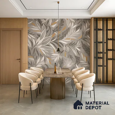 Contemporary dining room in 2bhk apartment in Durga Petals Marathahalli Bengaluru | Material Depot