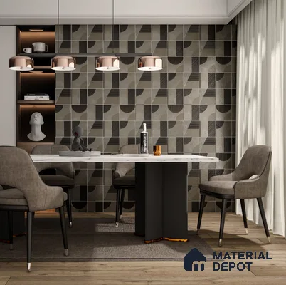 Contemporary Dining Room with Handcrafted Geometric Highlighter Tiles | Material Depot