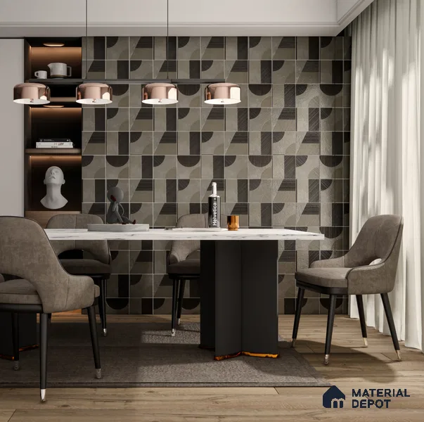 Punch Wall & Floor Handmade Tile TL 05881 B Pattern 2 Muted Geometry 197 mm x 197 mm Vitrified - 9 mm | Random Mix Patterns | Suitable For Living Room, Bedroom, Kitchen