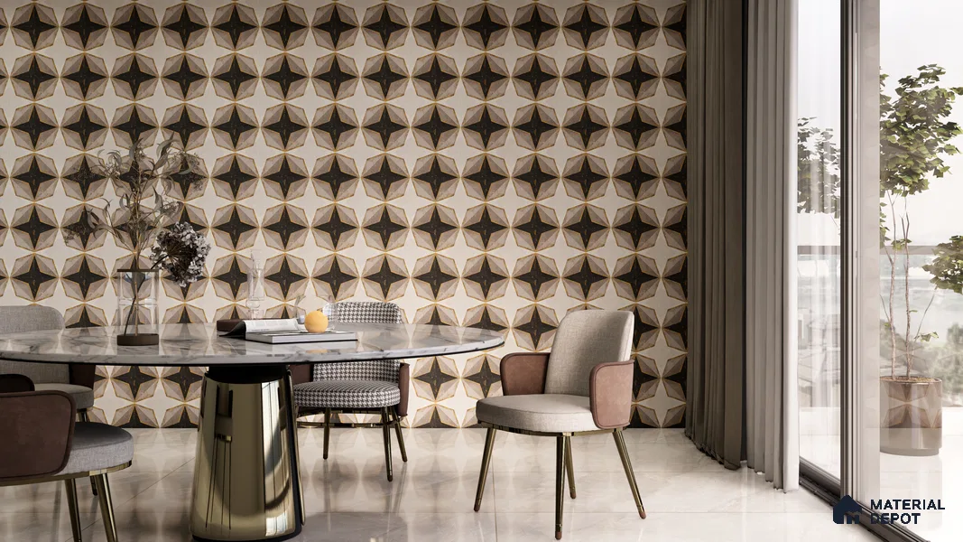 Multifired Moroccan Floor & Wall Tile TL 05675 B Zellige Dark Star 12 x 12 inch Vitrified Matte Finish - 9 mm | Suitable for Living Room, Bathroom, Kitchen & Backsplash