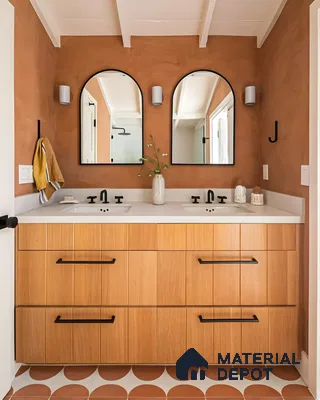Contemporary Dual-Sink Bathroom with Rustic Charm | Material Depot