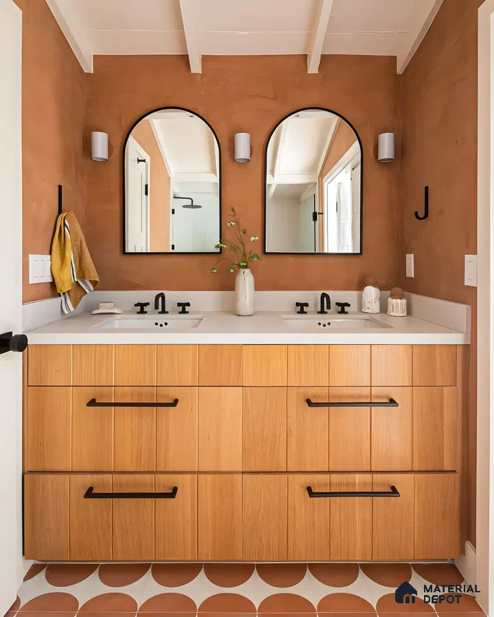 Contemporary Dual-Sink Bathroom with Rustic Charm | Material Depot