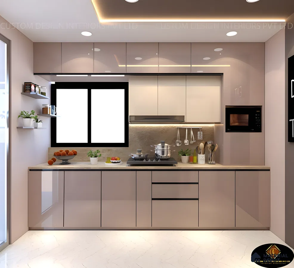 Contemporary Kitchen Perfection: Glossy Cabinets & Efficient Layout | Material Depot