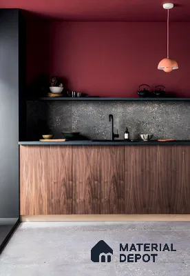 Contemporary Kitchen with Bold Color and Textured Surfaces | Material Depot