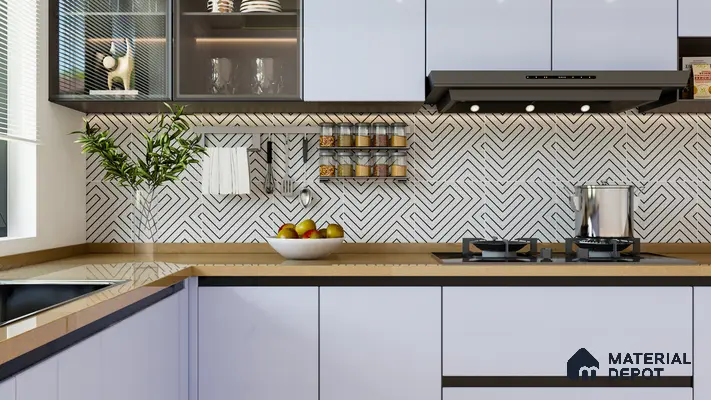 Moroccan Tile TL 05186 Zellige Puzzle Lines Multi Colour 1 ft x 1 ft Vitrified Matte Finish - 9 mm | Suitable for Kitchen, Bathroom, Balcony Floor & Wall | Please Expect a Slight Variation of Pattern