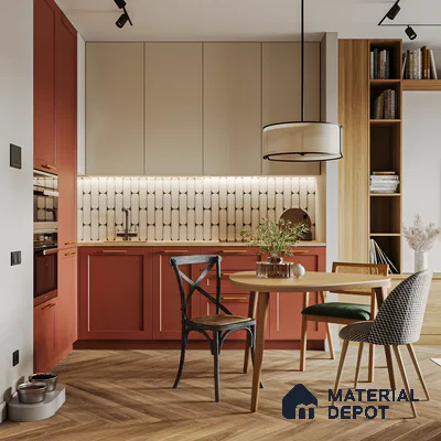Contemporary Kitchen With Geometric Backsplash | Material Depot