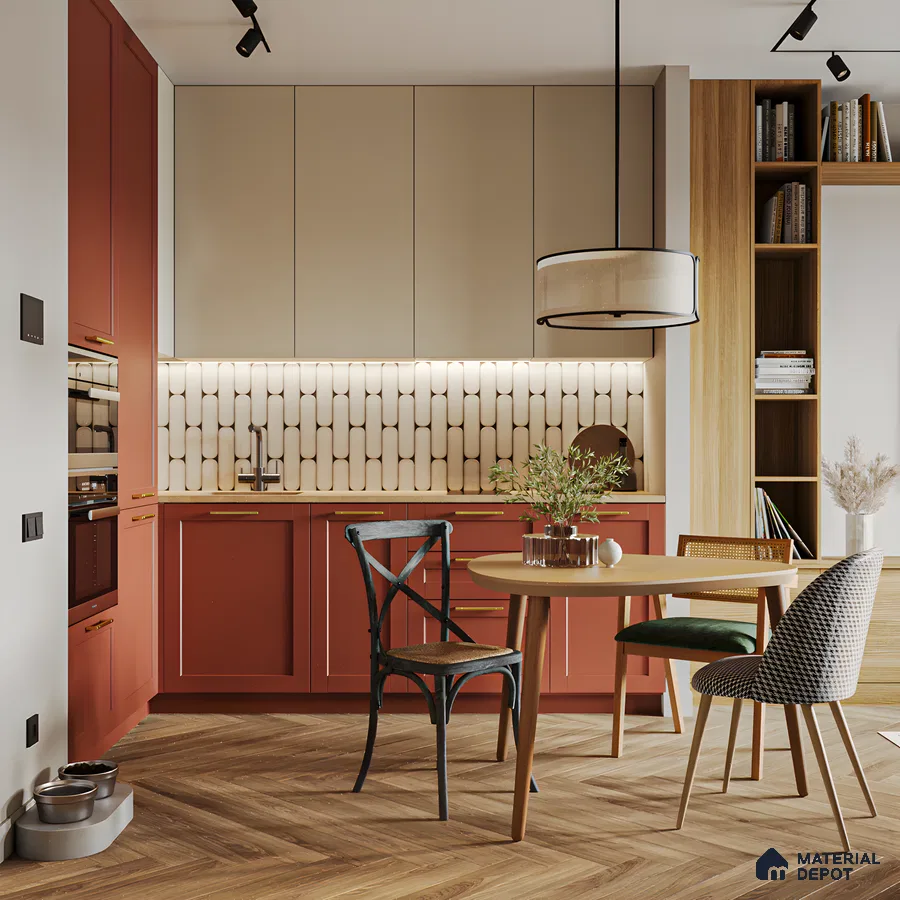 Contemporary Kitchen With Geometric Backsplash | Material Depot