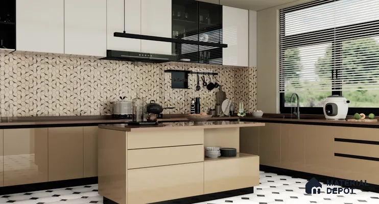 Glass Highligter Wall Tile TL 00258 Shadow Hexa 2 ft x 1 ft Glossy Finish Ceramic Tile - 9 mm | Suitable For Bathroom, Kitchen Backsplashes