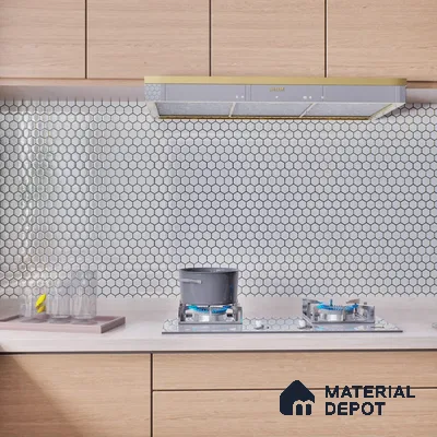 Contemporary Kitchen with Hexagonal Tile Backsplash and Modern Appliances | Material Depot